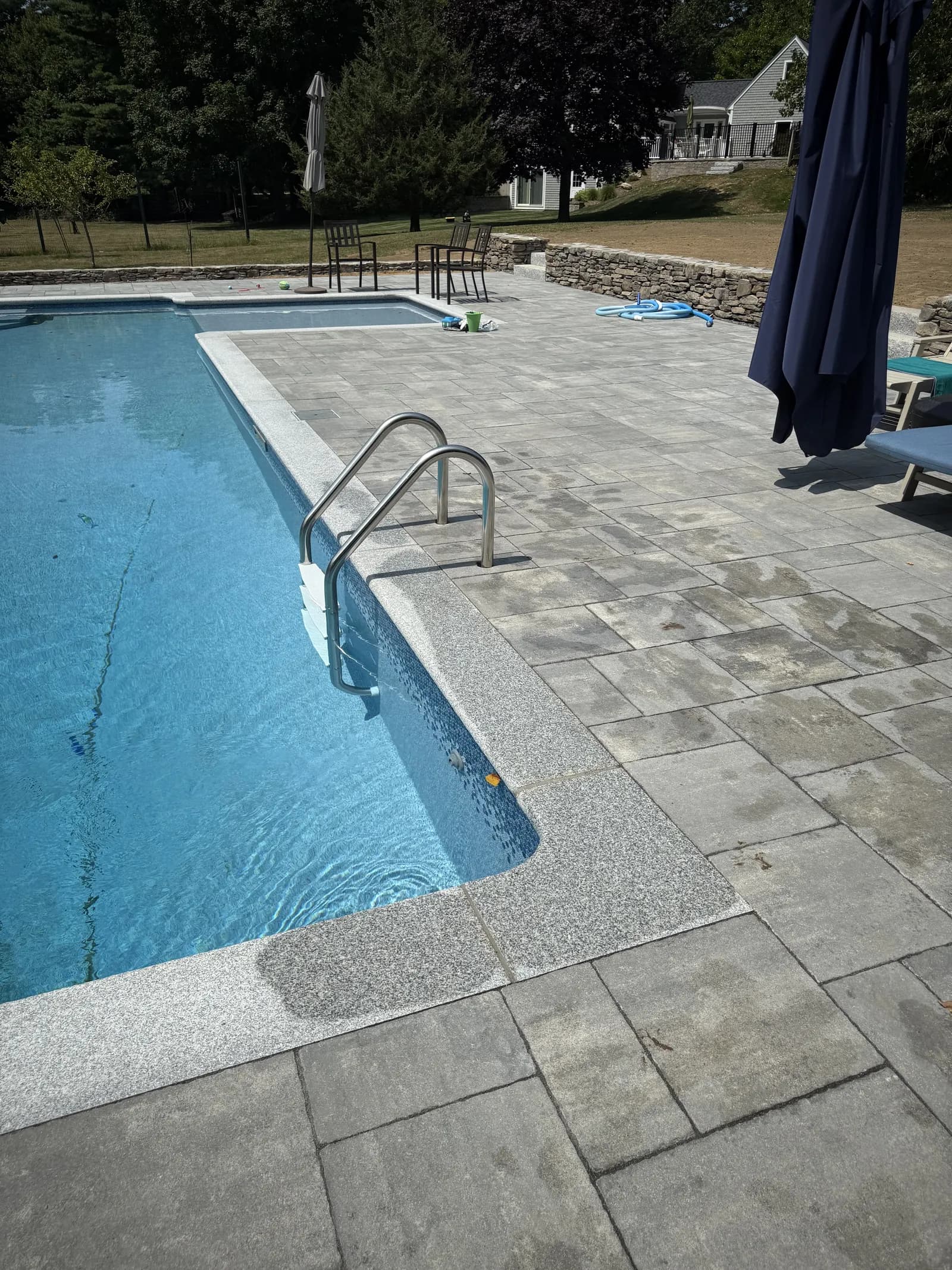 Fiberglass pool and patio project near Plymouth, MA by Flynn Pools and Patios