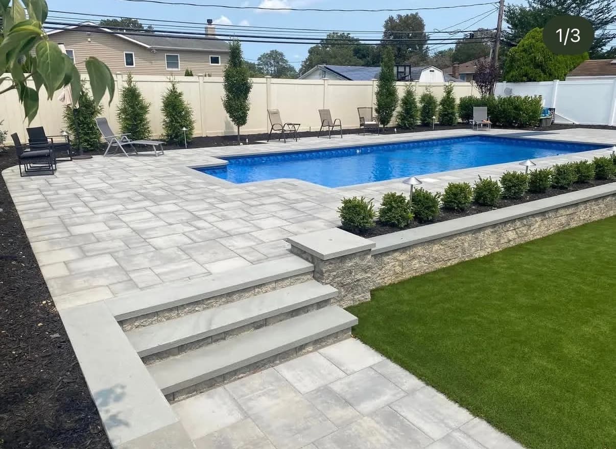 Fiberglass pool and patio project near Marshfield, MA by Flynn Pools and Patios