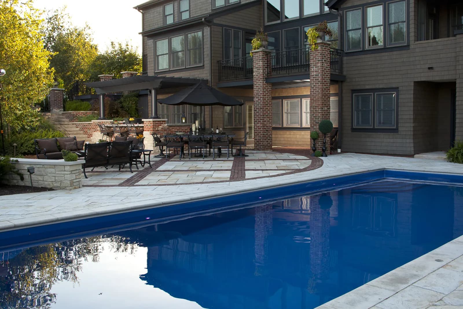 Fiberglass pool and patio project near Marshfield, MA by Flynn Pools and Patios